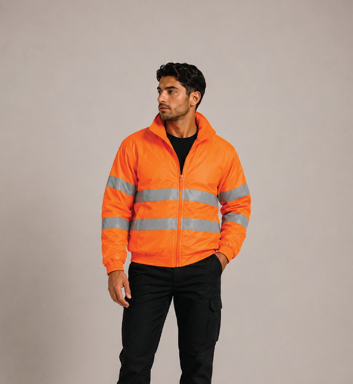 Hi-Vis Fleece Lined Bomber Jacket