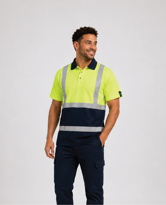 Two Tone Hi-Vis Polo With Reflective Tape